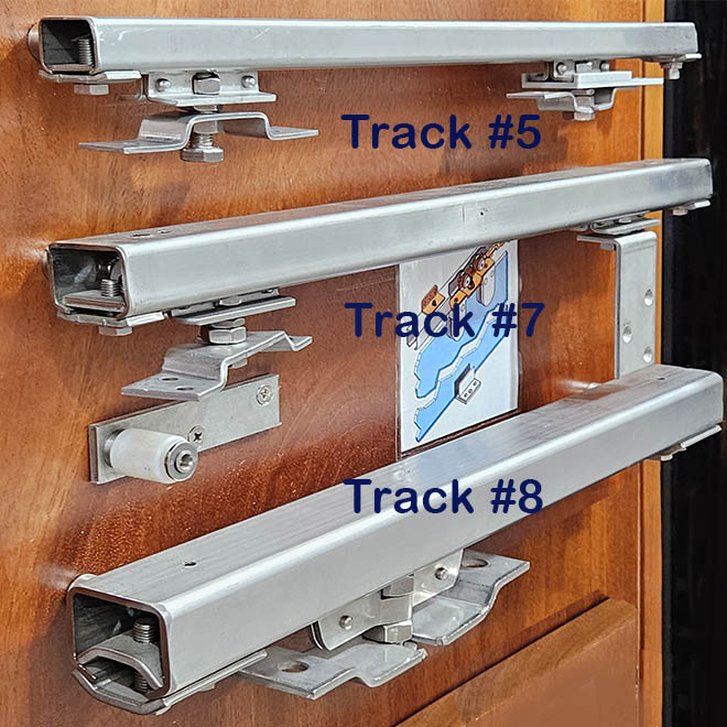 A sliding door track #8 system. Track size: 40x37x3 mm 440 lbs max. weight using 2 carts.