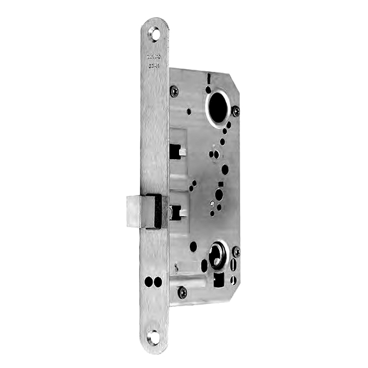 Entry Mortise Lock 55 mm backset. Trioving Vingcard. Deadbolt function. Satin Stainless Steel