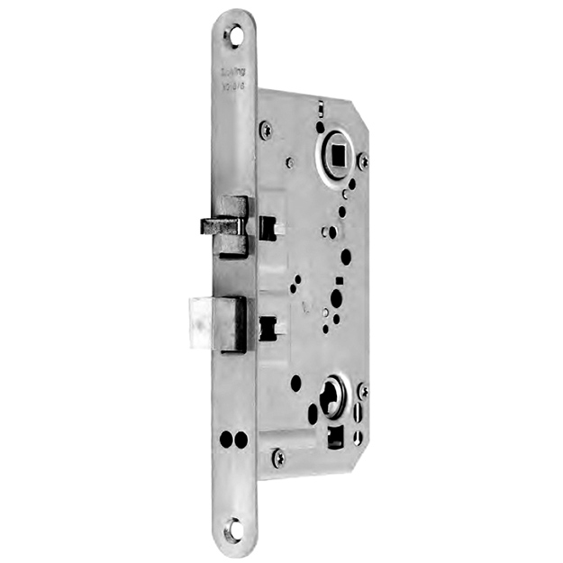 Entry Mortise Lock 55 mm backset. Trioving Vingcard. Triple Latch. Polished Stainless Steel