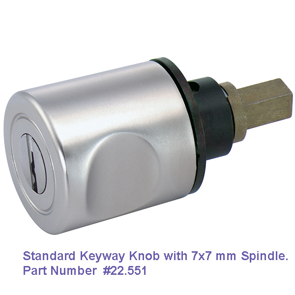 Standard  Turning knob for Cabinet Rim Lock with Keyway and 7 x 7 mm spindle