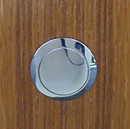 Button and Ring For Pushbutton Locks. Polished Stainless Steel