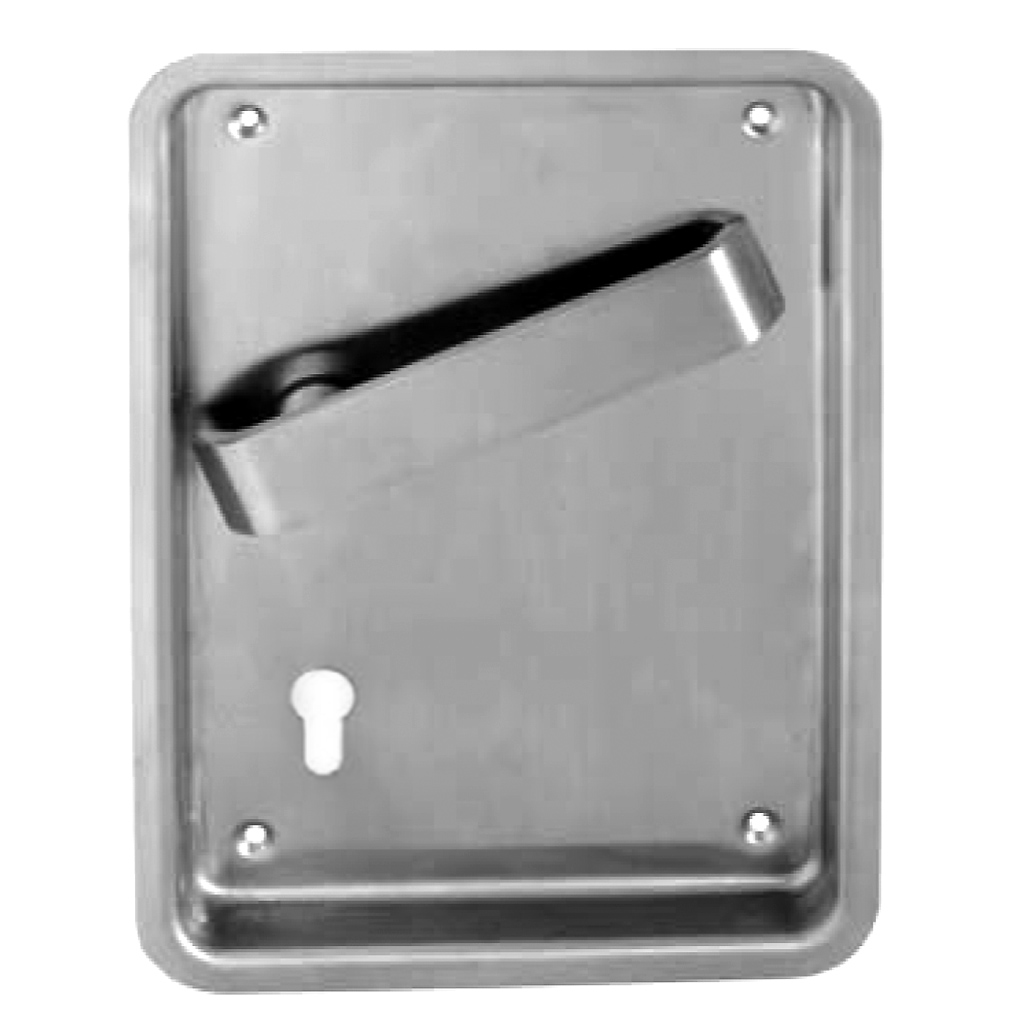 Flush Cupped Escutcheons with Lever, Right Hand. Sold as single unit