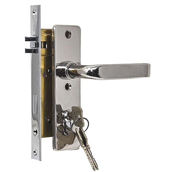 Door Lock 40 mm backset Entry function. with rectangular escutcheons and levers. 