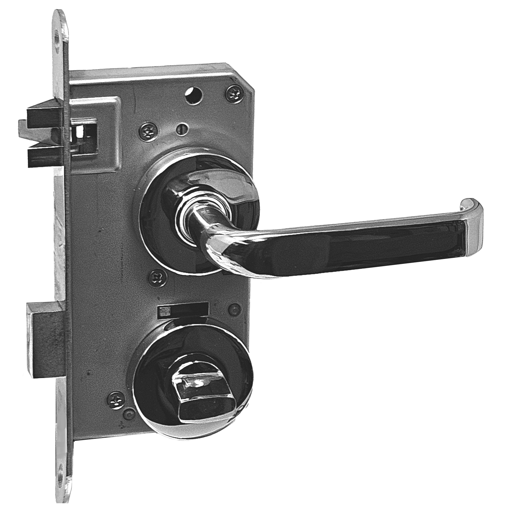 ~ Privacy Mortise Lock SET 55 mm backset with roses. Polished Stainless Steel 