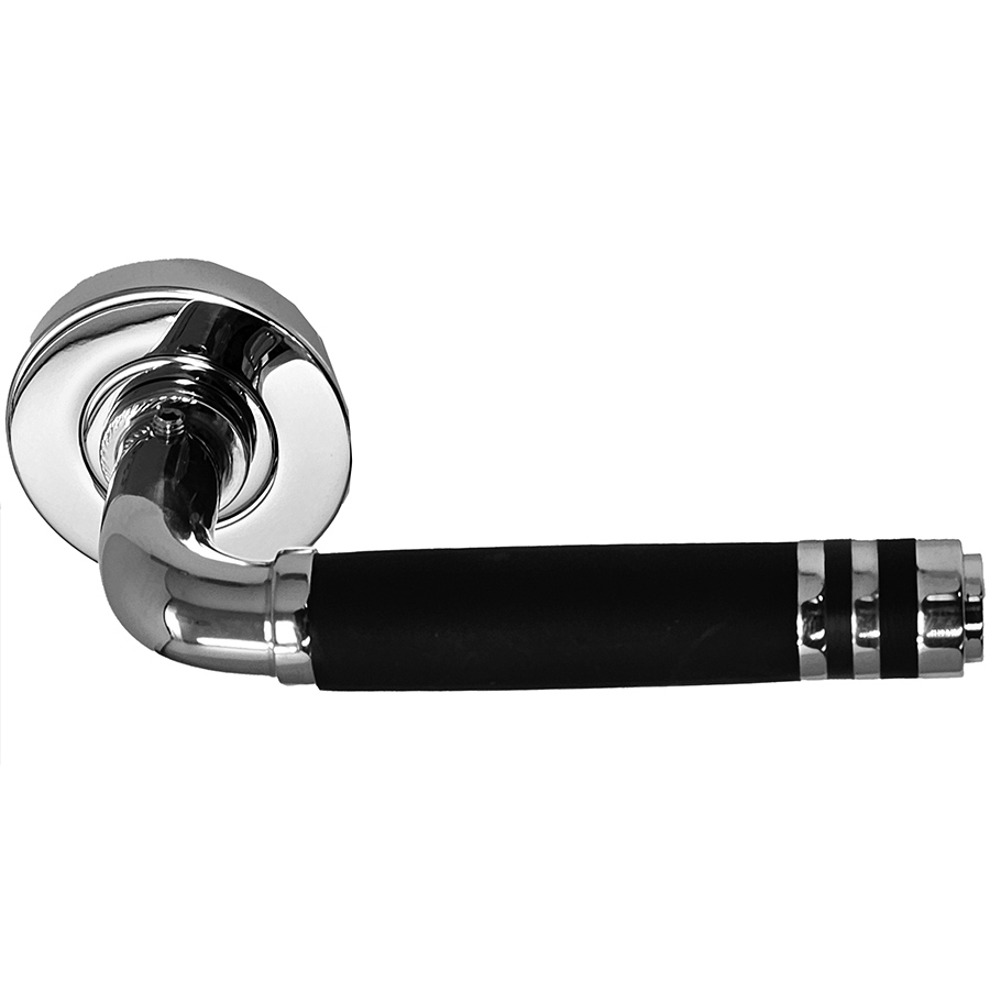 Art Deco Lever 1928 chrome with black inlay. Set with roses 